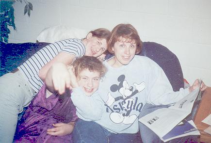 Mom and girls snuggling