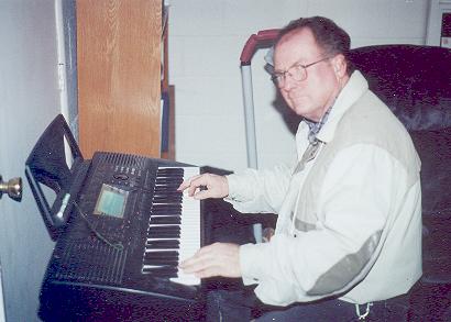 Steve playing his keyboard